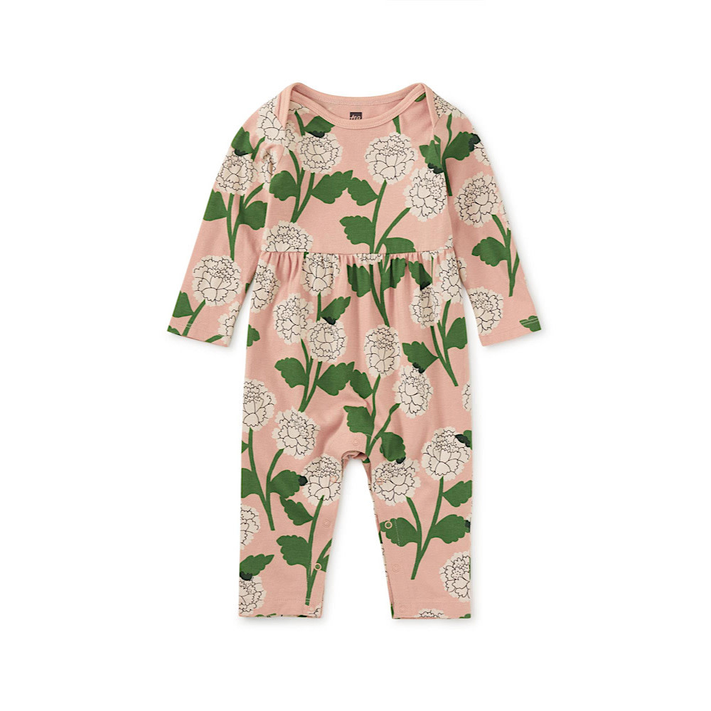 Tea Collection Tea Collection Lap Shoulder Baby Romper - Chrysanthemums