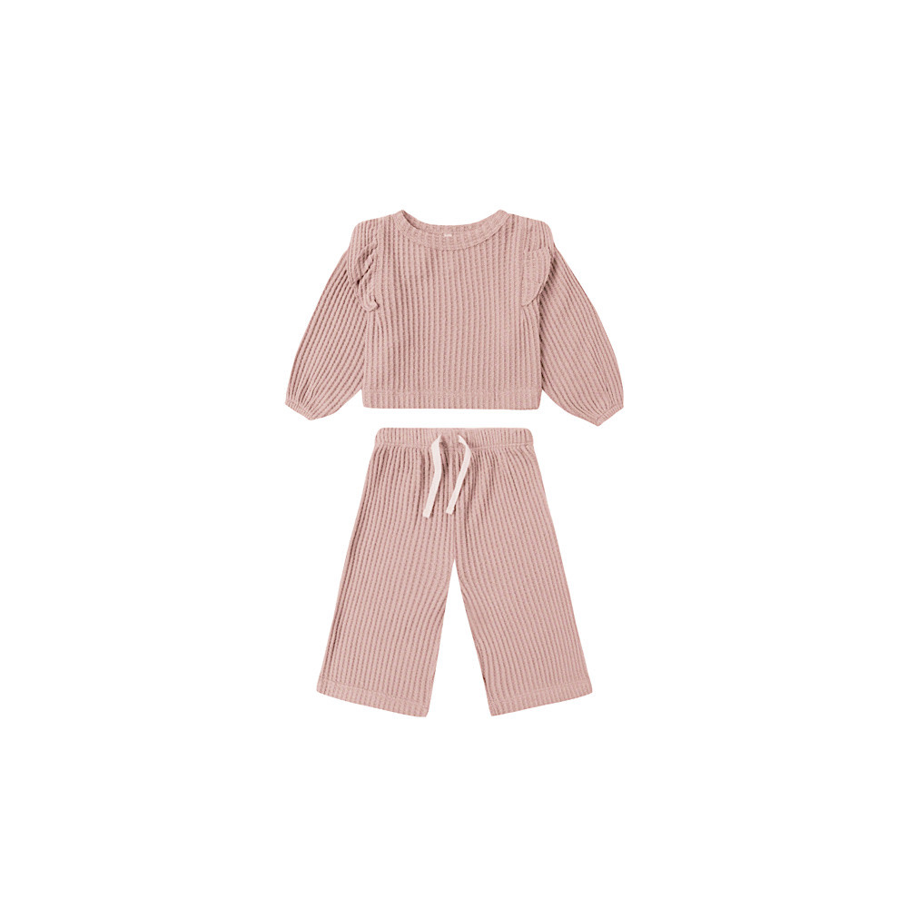 Quincy Mae Ruffle Cozy Set - Rose