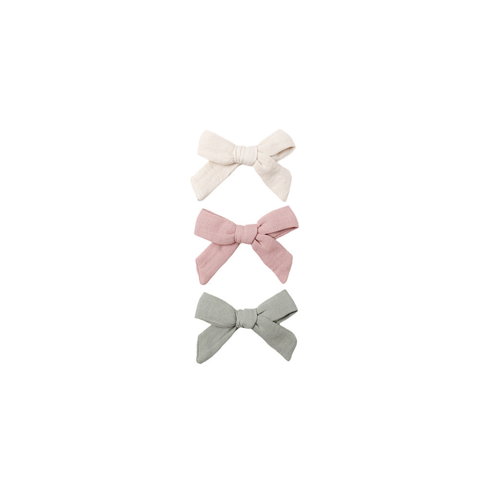 Quincy Mae Bow w/ Clip - Set of 3 - Natural/Fern