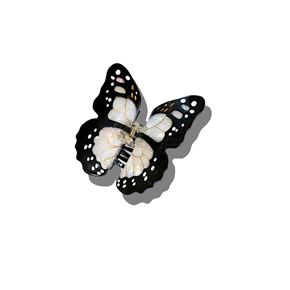 Solar Eclipse Claw Hair Clip - Monarch Butterfly - White