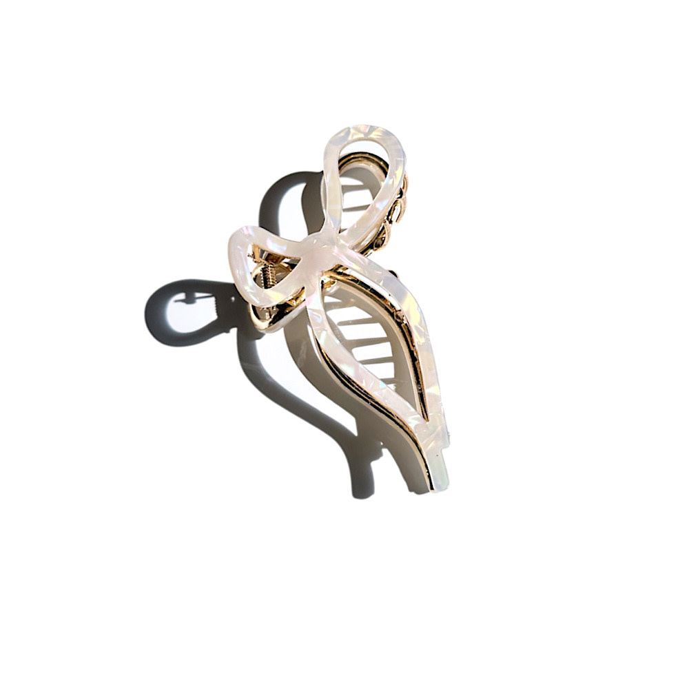 Ballet Bow Claw Hair Clip - Pearl