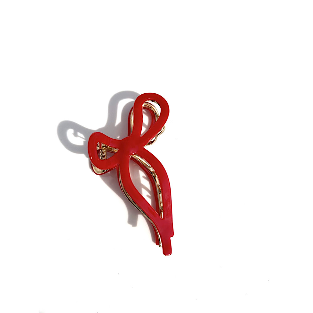 Solar Eclipse Ballet Bow Claw Hair Clip - Red