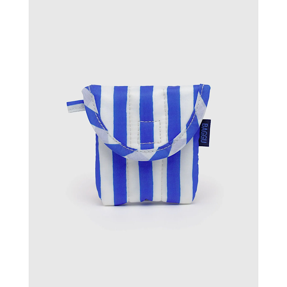 Baggu Puffy Earbuds Case - Blue Painted Stripe