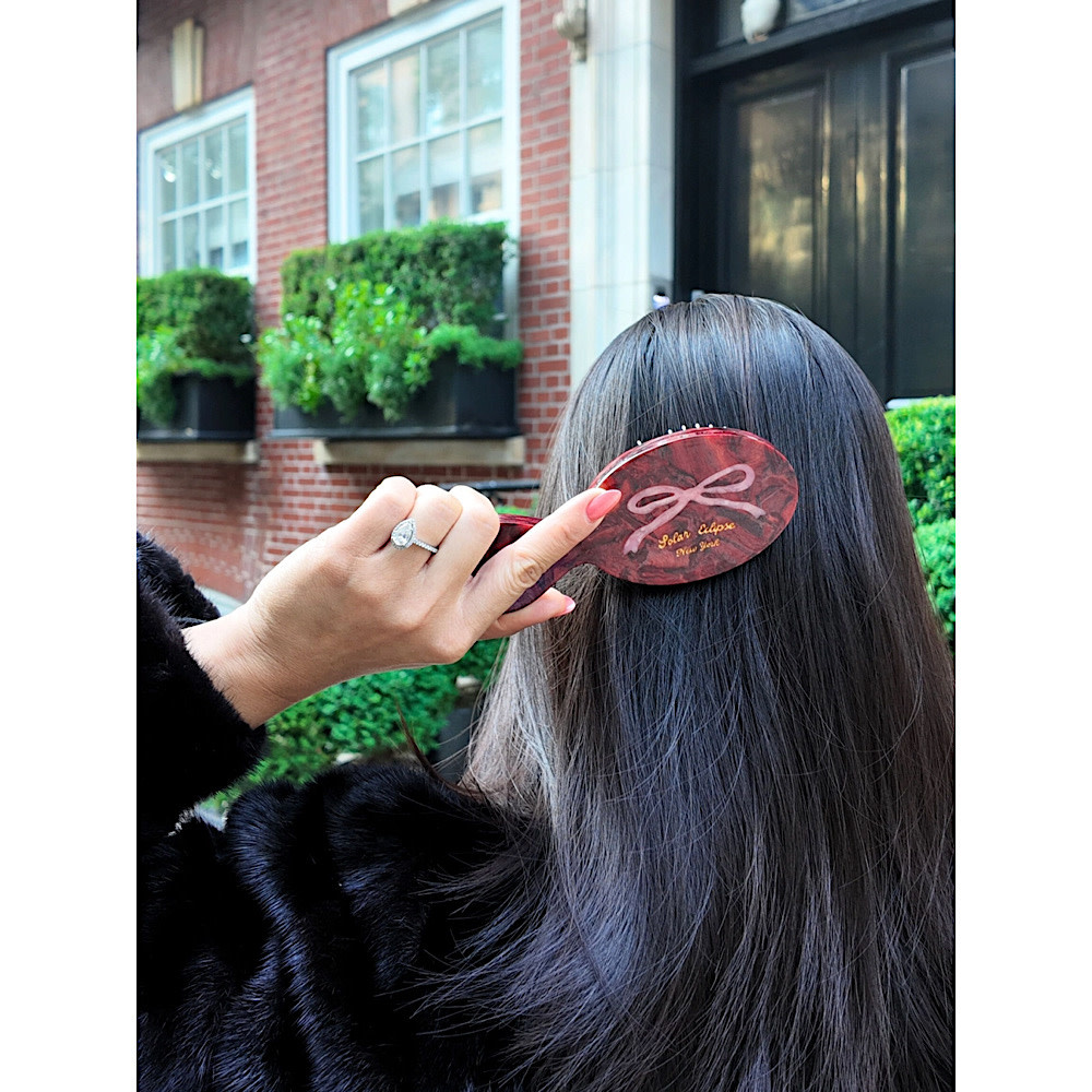 Solar Eclipse Handbag Hero Travel Small Hair Brush - Vintage Bow