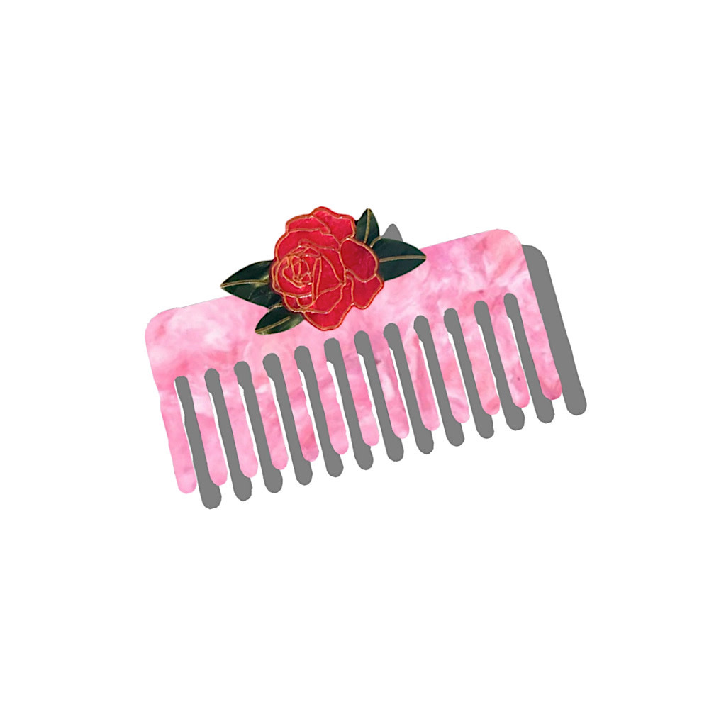 Solar Eclipse Wide Tooth Comb - Vintage Rose - Pink