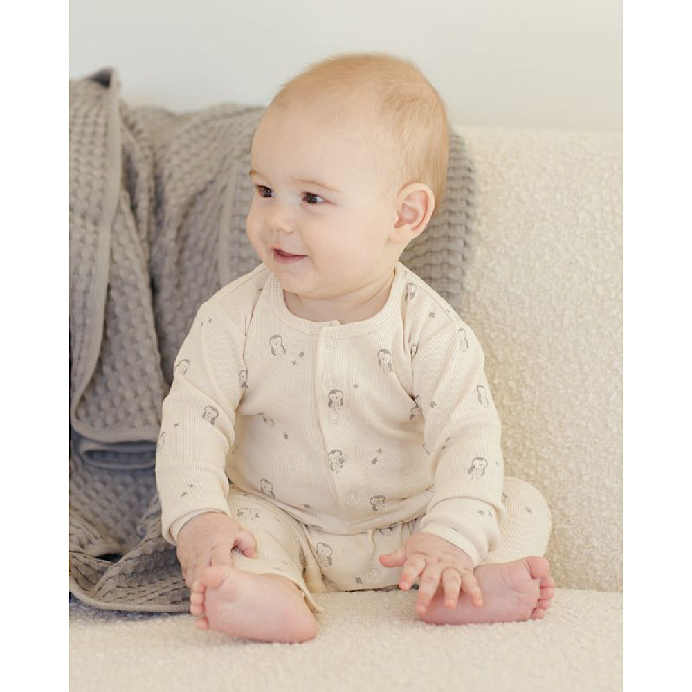 Quincy Mae Ribbed Baby Jumpsuit - Owls