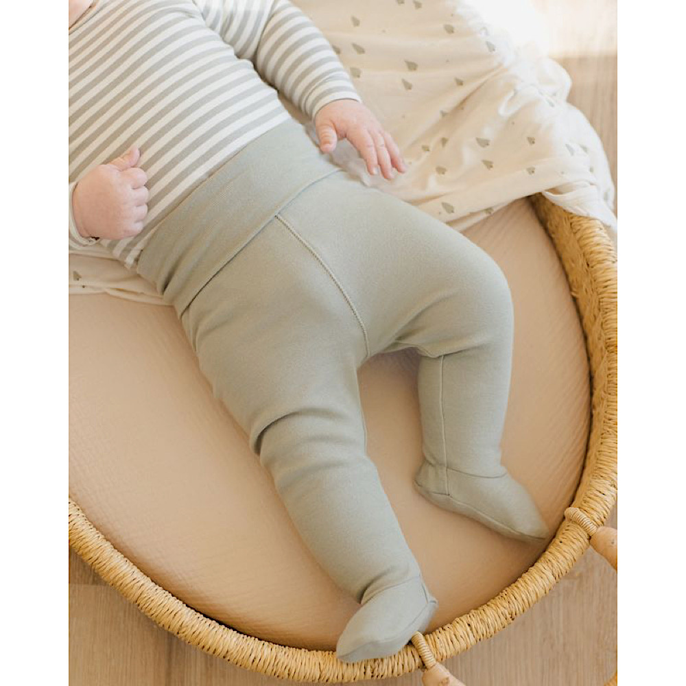 Quincy Mae Side Snap Bodysuit + Pant Set - Fern Stripe