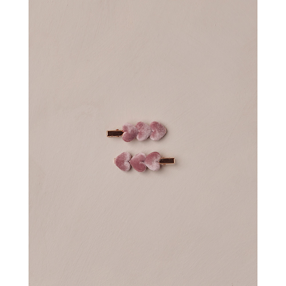 Noralee Velvet Heart Clips - Raspberry