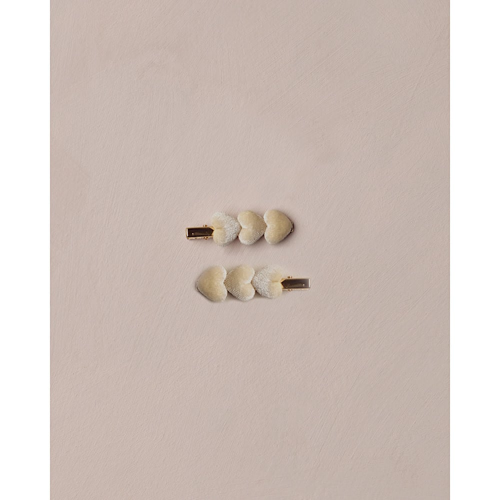 Noralee Velvet Heart Clips - Ecru
