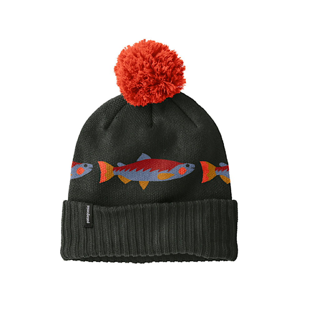 Patagonia - Powder Town Beanie - Salmon Energy Stripe: Old Growth Green