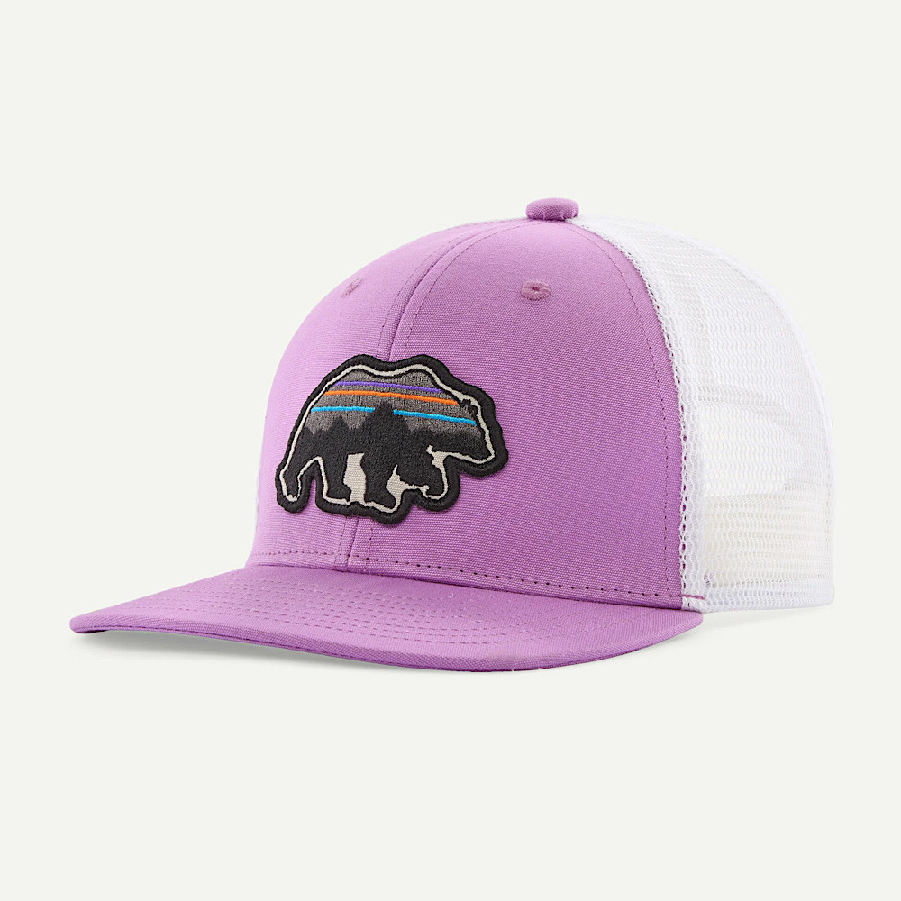 Patagonia -  Kids Trucker Hat - Back for Good Bear: Brisk Purple