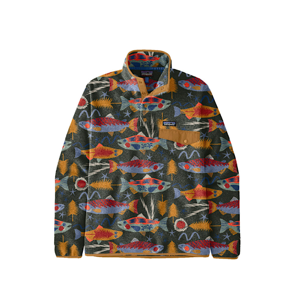 Patagonia - Mens Light Weight Synch Snap-T Pullover - Salmon Energy: Old Growth Green