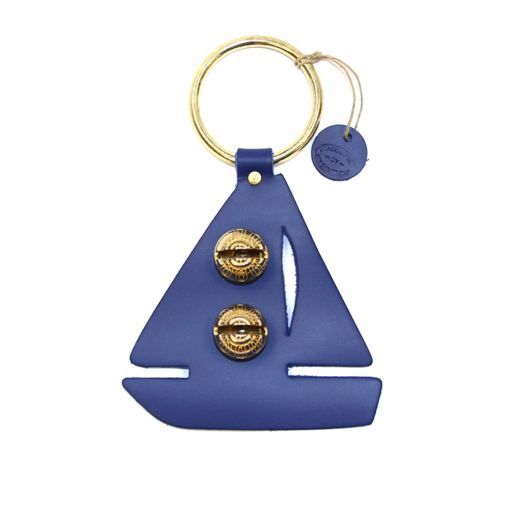 New England Bells Brass Door Chime Bell - Sailboat - Blue