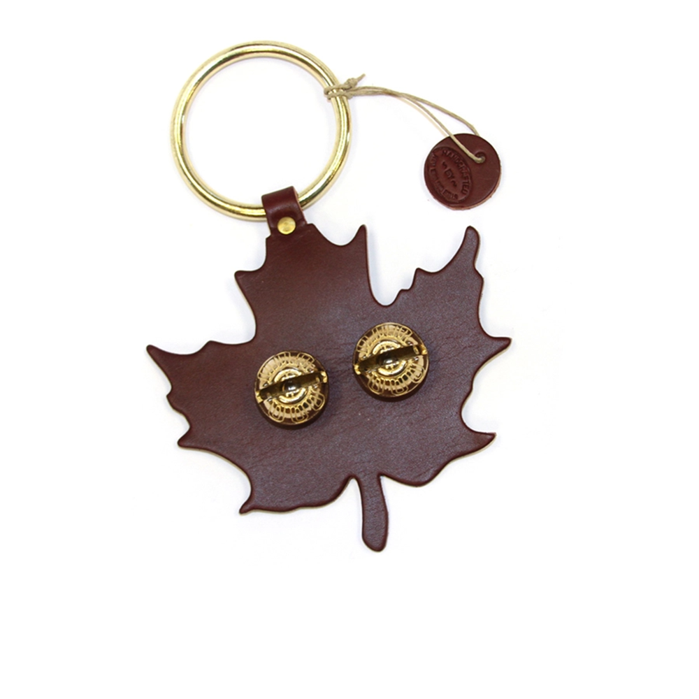 Brass Door Chime Bell - Maple Leaf - Burgundy