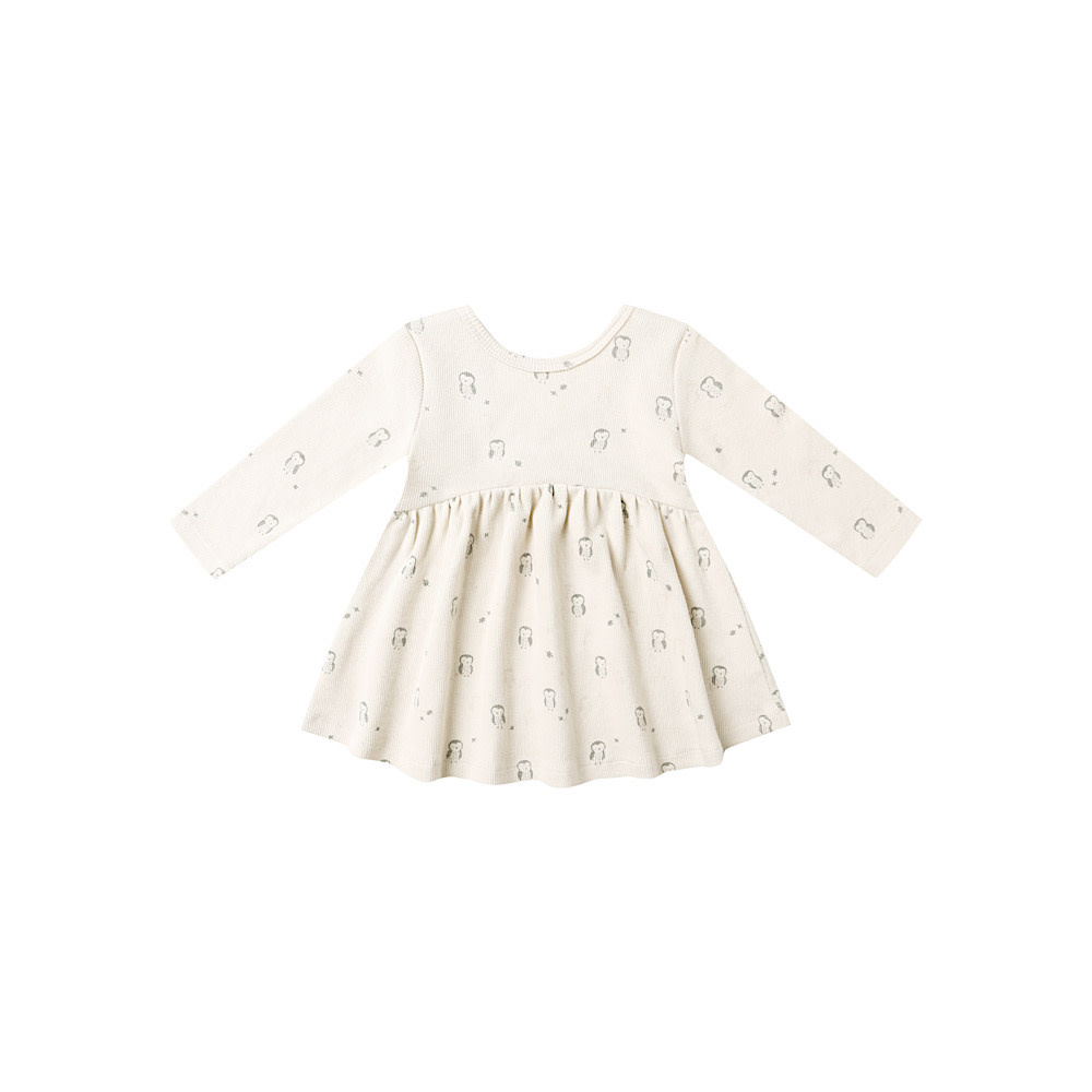 Quincy Mae Quincy Mae Ribbed Long Sleeve Dress - Owls