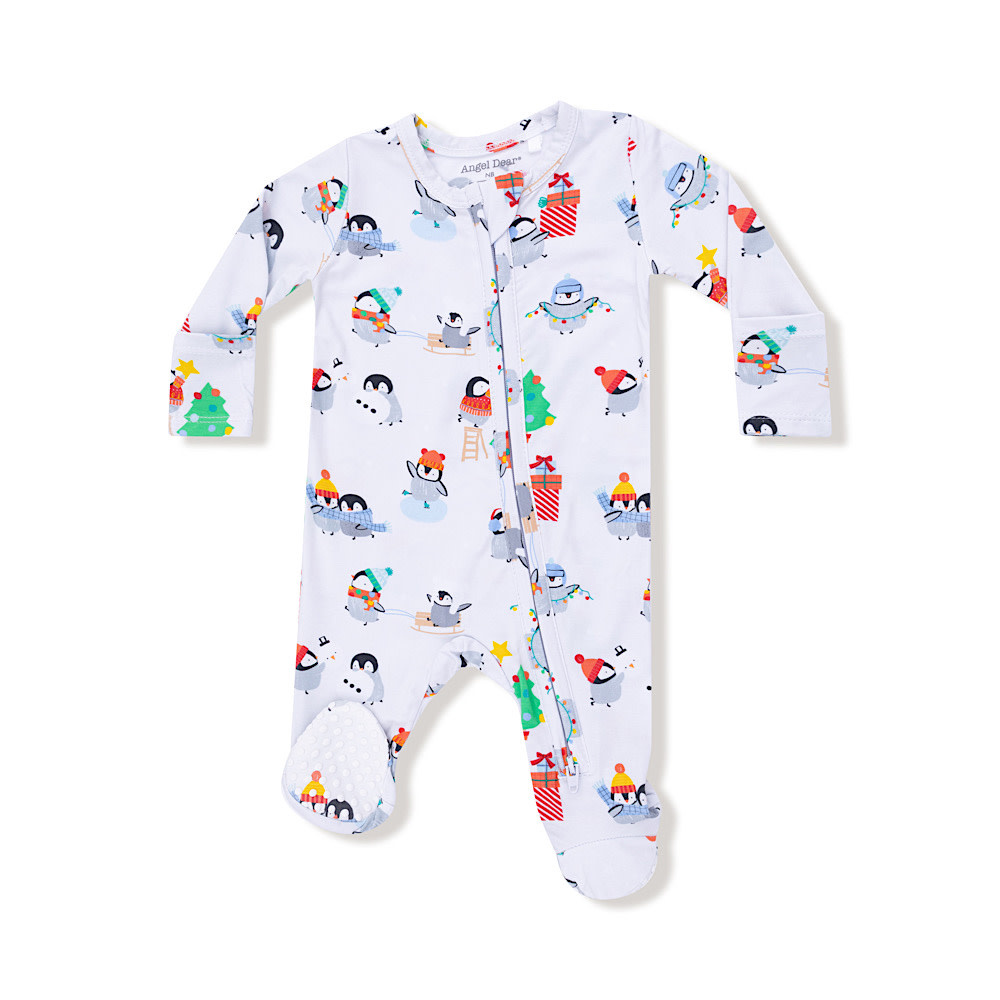 Angel Dear Angel Dear 2 Way Zipper Footie Romper - Holiday Penguins