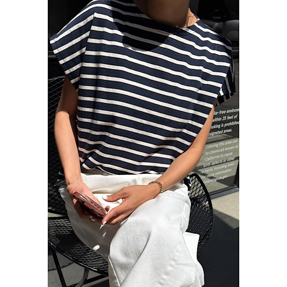 Le Bon Shoppe Manon Tee - White Stripe on Navy