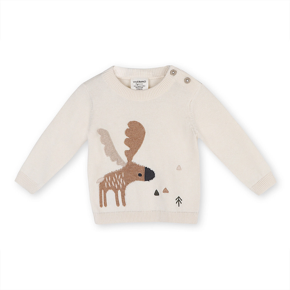 Viverano Organics Baby Knit Pullover Sweater - Moose