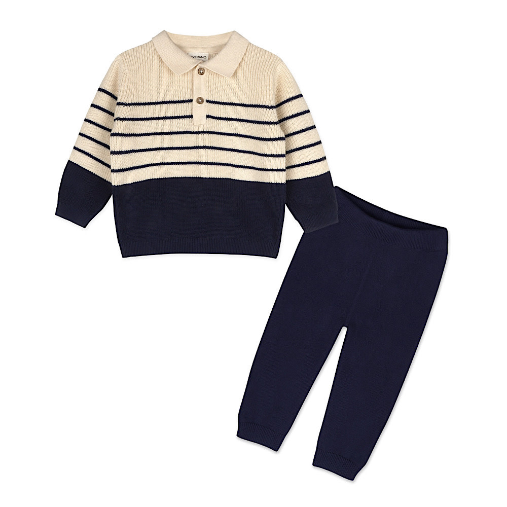 Viverano Organics Viverano Organics Polo Sweater & Pant Set - Navy