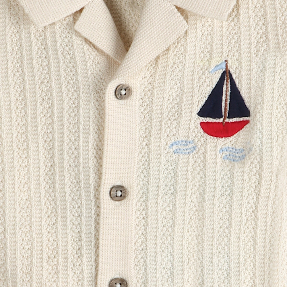 Viverano Organics Embroidered Baby Shirt & Short Set - Sailboat