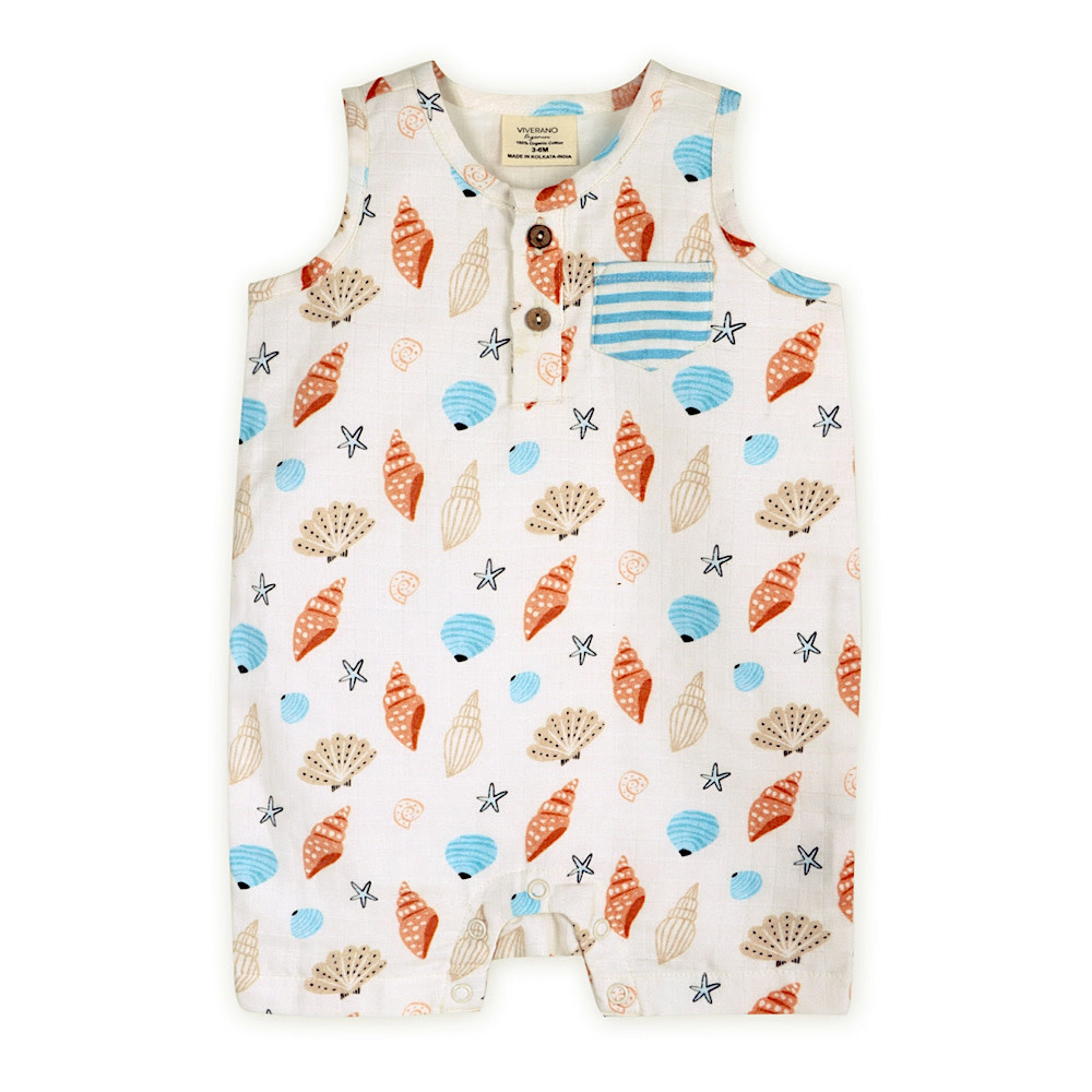 Viverano Organics Tank Romper - Seashell