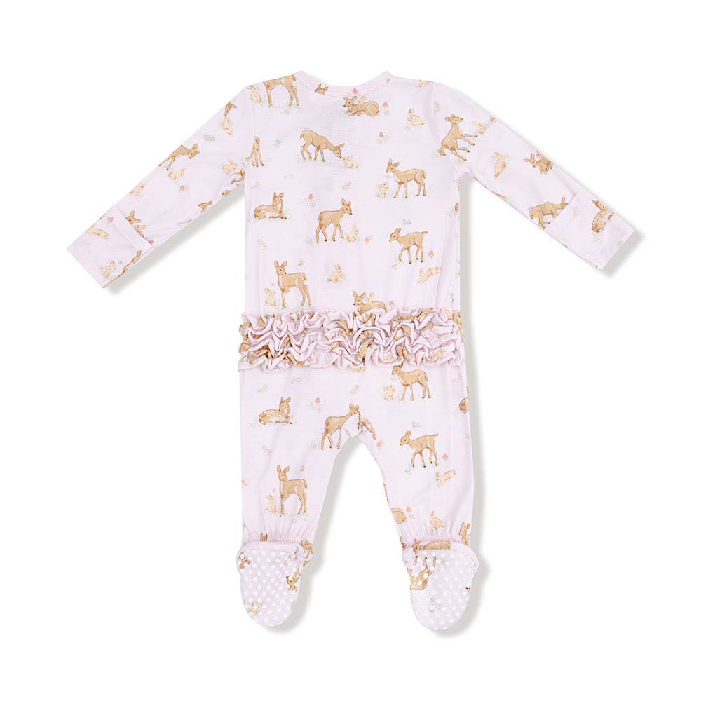 Angel Dear 2 Way Zipper Ruffle Back Romper - Little Fawn