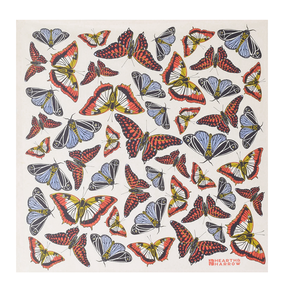 Hearth & Harrow Cotton Oversized Tea Towel 30x30 - Butterfly