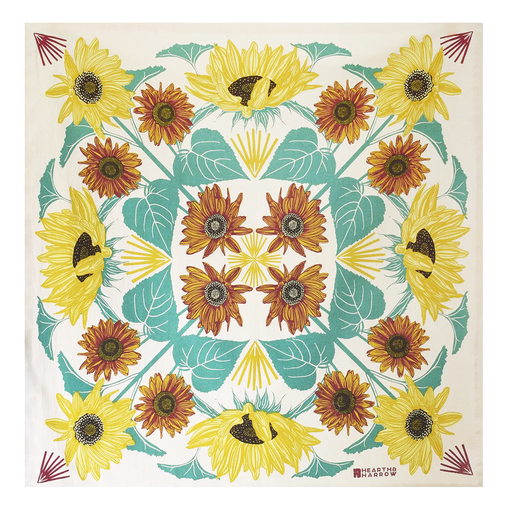 Hearth & Harrow Cotton Oversized Tea Towel - Sunflower