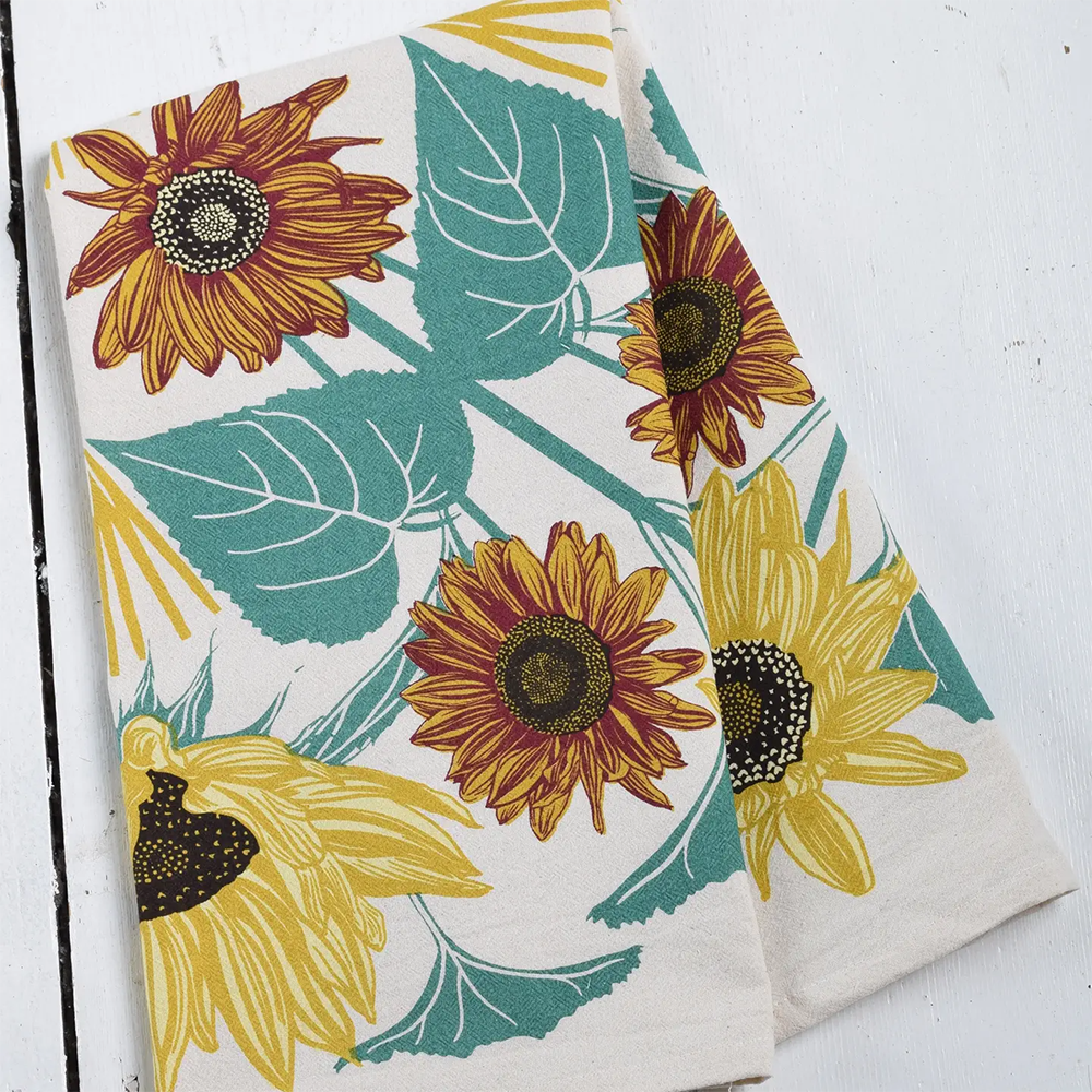 Hearth & Harrow Cotton Oversized Tea Towel - Sunflower