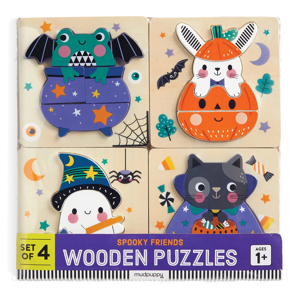 Chronicle Set of 4 Wooden Puzzles - Spooky Friends