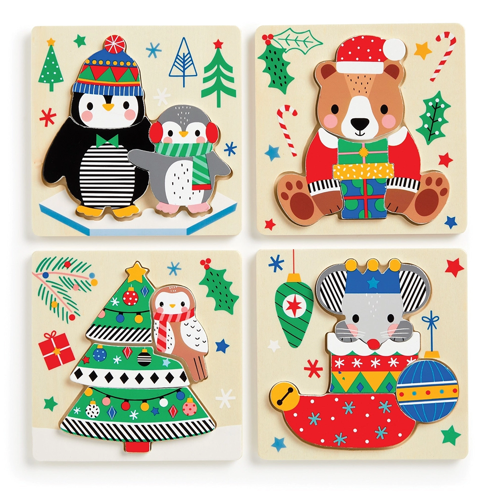 Festive Friends Set of 4 Wood Puzzles