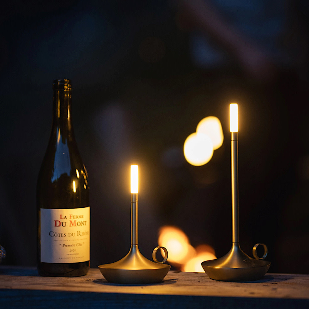 Wicks Candle Lamp - Short - Brass