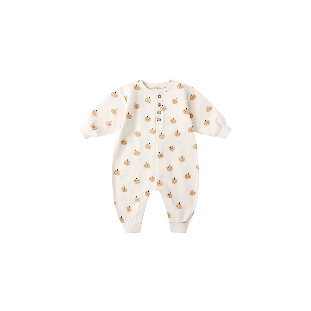 Quincy Mae Relaxed Fleece Jumpsuit - Smiley Pumpkins