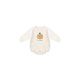 Quincy Mae Quincy Mae Crewneck Bubble Romper - Pumpkin
