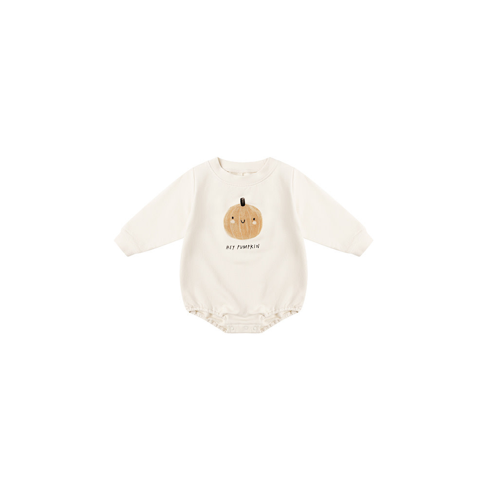 Quincy Mae Crewneck Bubble Romper - Pumpkin