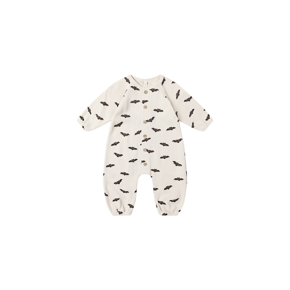 Quincy Mae Waffle Long Sleeve Jumpsuit - Bats