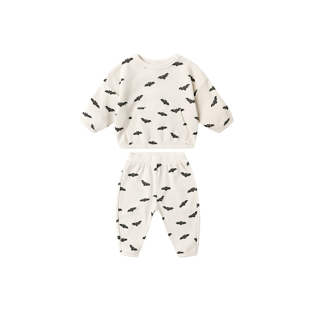 Quincy Mae Waffle Slouch Set - Bats
