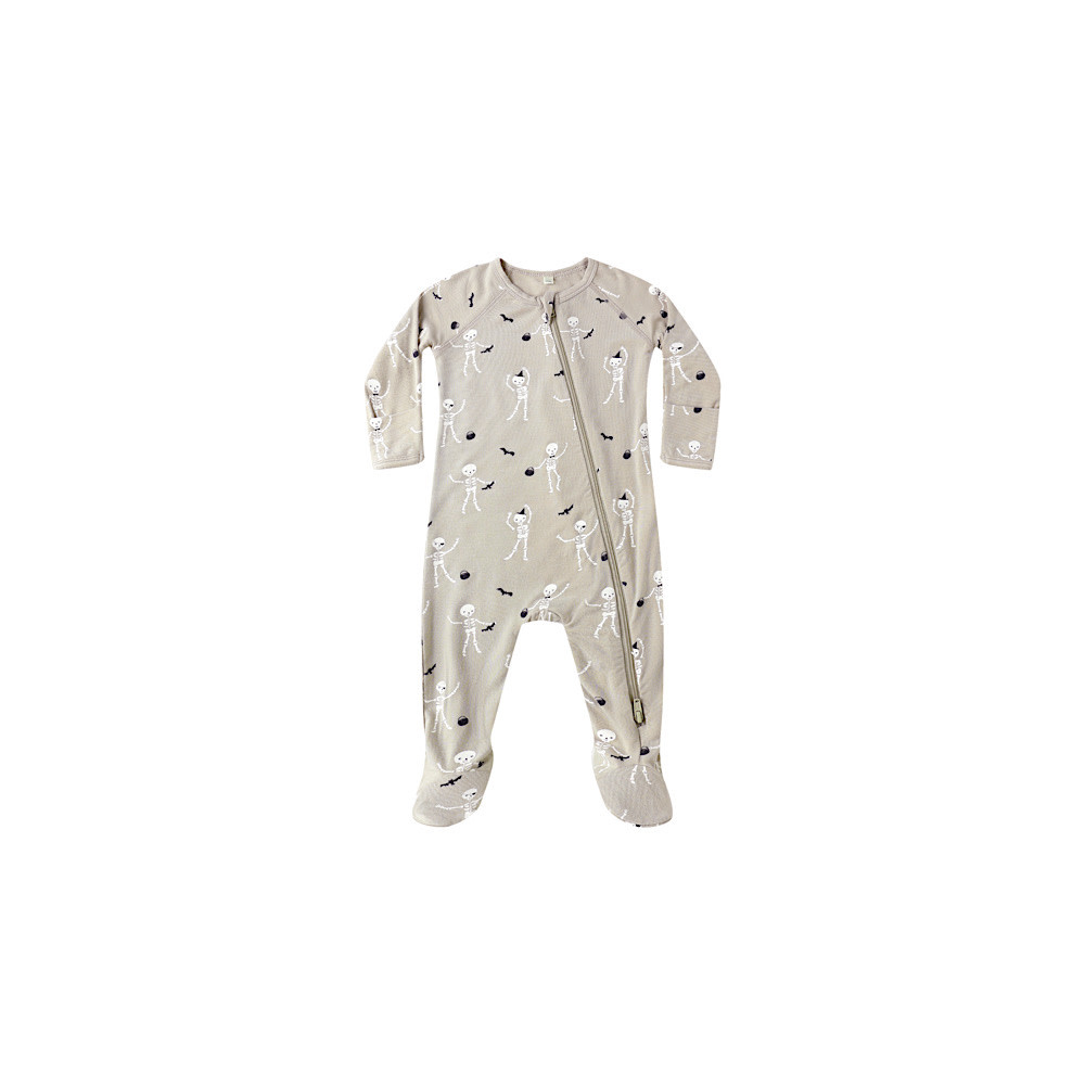 Quincy Mae Quincy Mae Bamboo Zip Footie - Skeletons