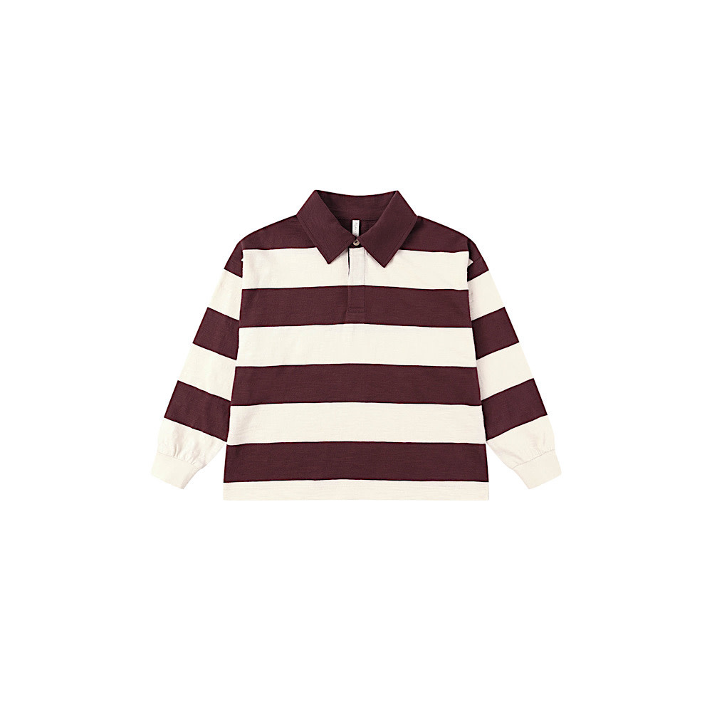 Rylee + Cru LLC Rylee  + Cru Rugby Polo - Burgundy Stripe