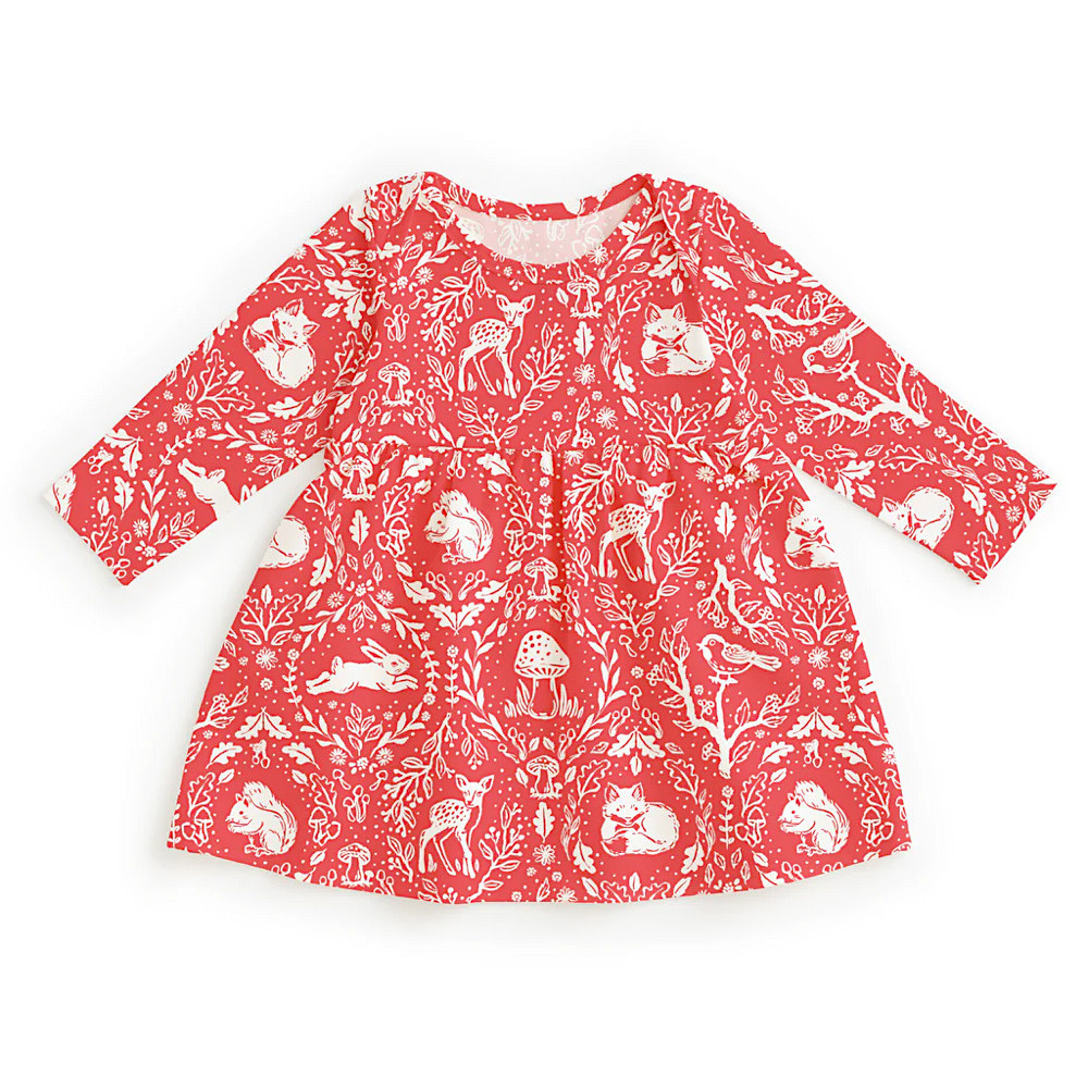 Winter Water Factory Lausanne Baby Dress - Animal Tapestry Red
