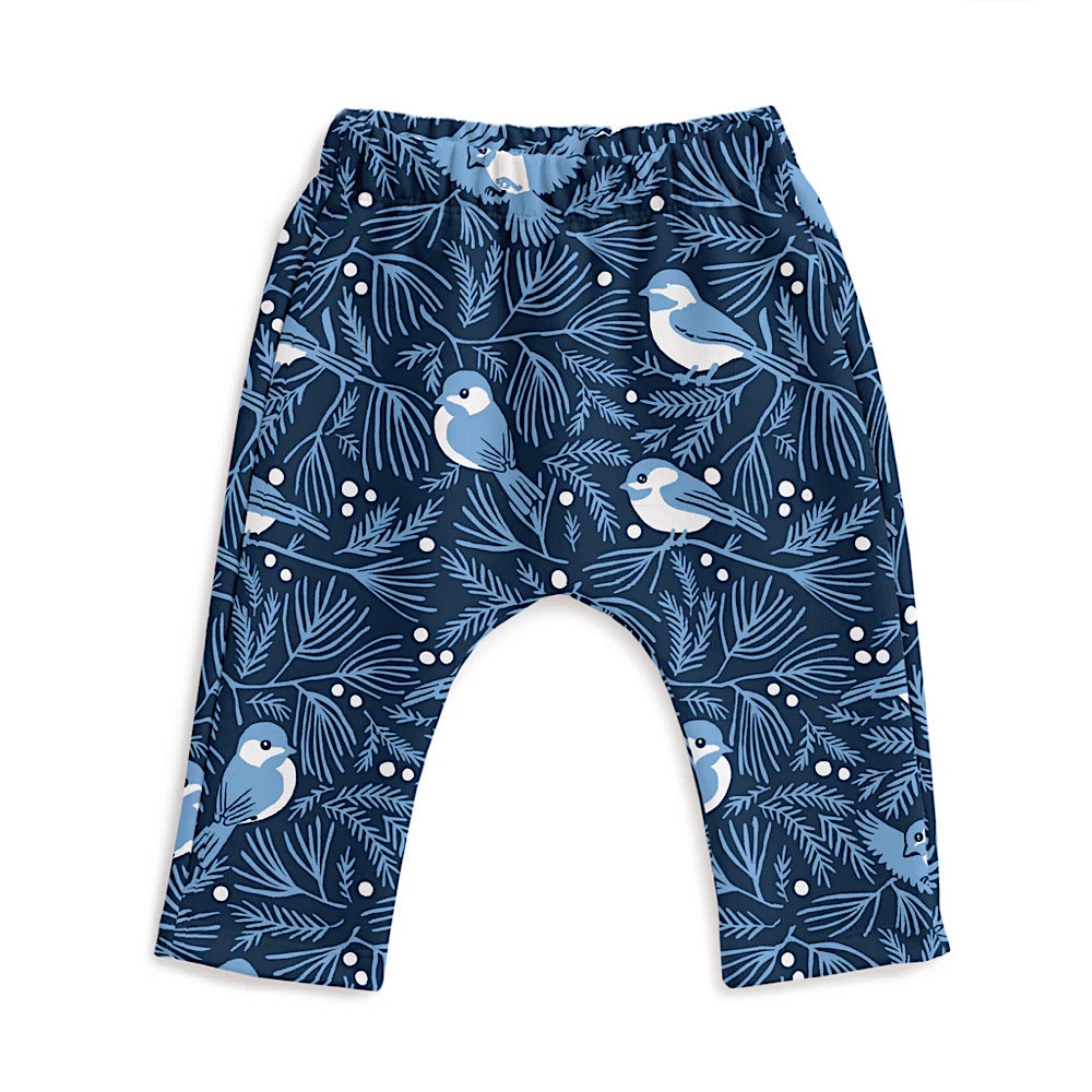 Winter Water Factory Harem Pants - Chickadees Navy & Blue