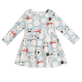 Winter Water Factory Winter Water Factory Madison Dress - Snow Creatures Sky Blue