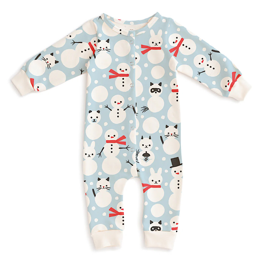 Winter Water Factory Winter Water Factory French Terry Jumpsuit - Snow Creatures Sky Blue