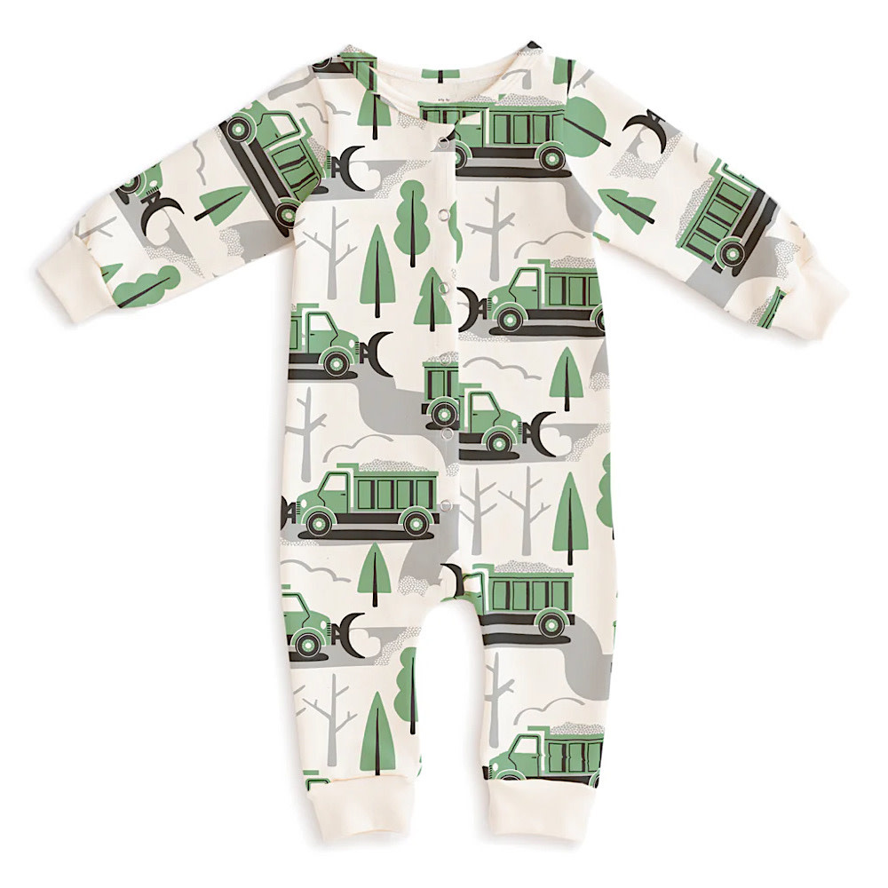 Winter Water Factory French Terry Jumpsuit - Snow Plows Green