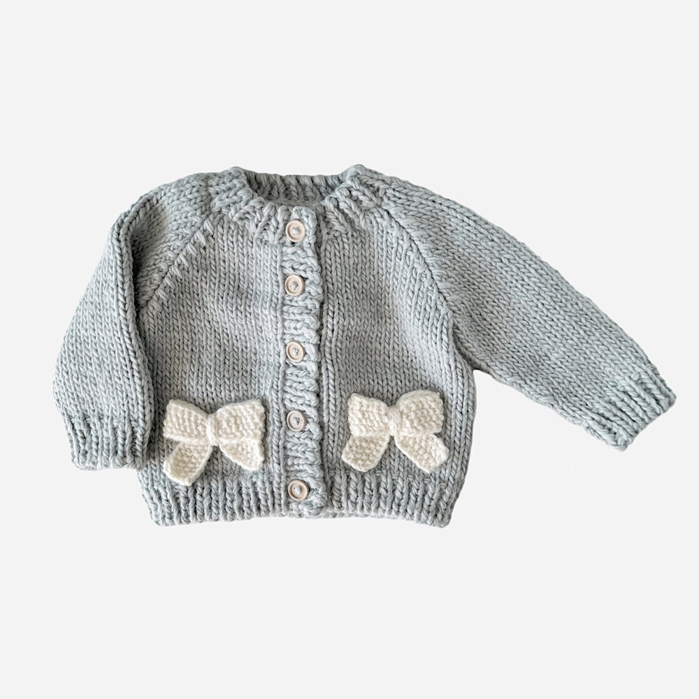 The Blueberry Hill The Blueberry Hill Baby Bow Cardigan - Bowie Grey