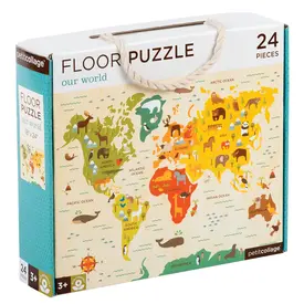 Petit Collage Petit Collage 24 Piece Floor Puzzle - Our World Map