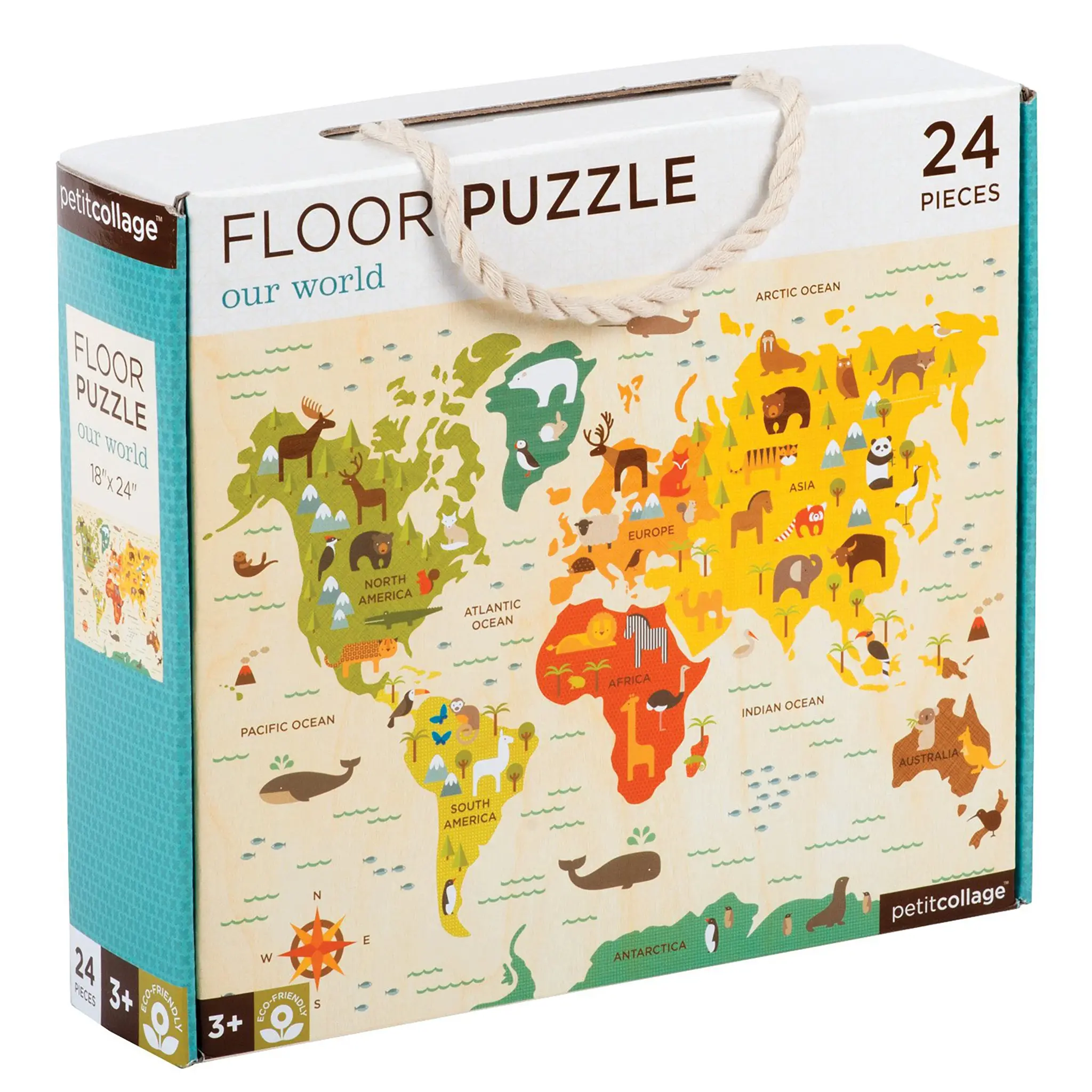 Petit Collage 24 Piece Floor Puzzle - Our World Map
