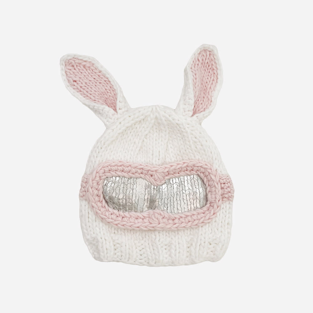 The Blueberry Hill Adult Bunny Ski Goggle Hat - White
