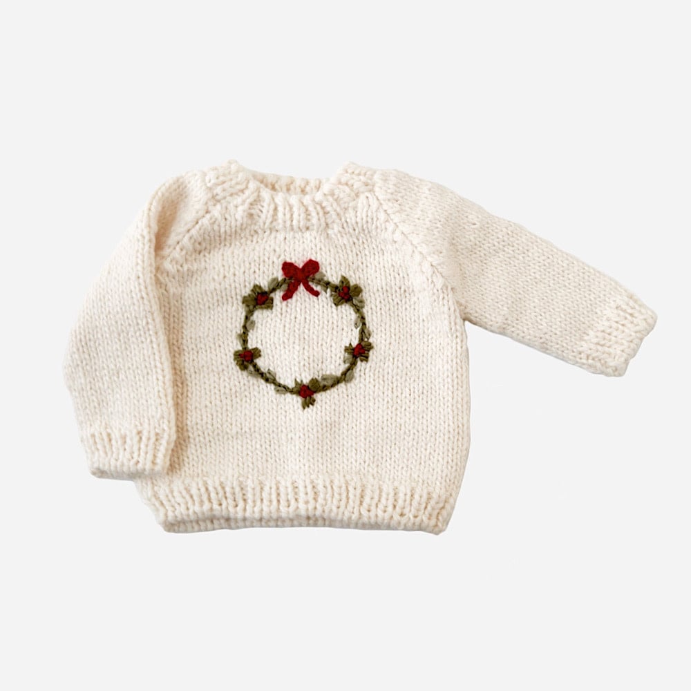 The Blueberry Hill Baby Wreath Sweater - Cream