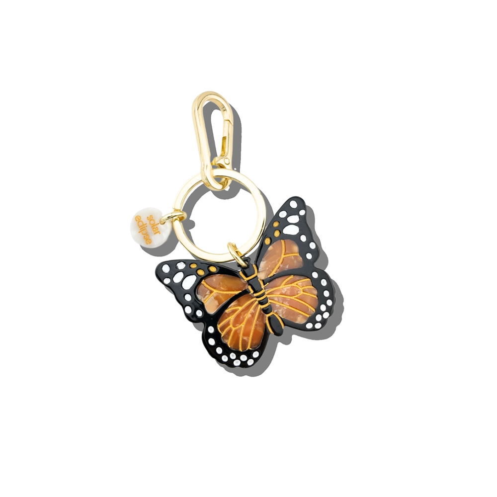 Solar Eclipse Bag Charm Keychain - Monarch Butterfly - Orange